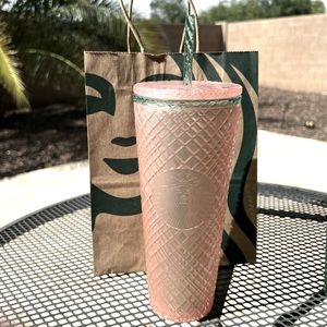 Starbucks Pretty Pink and Turquoise Venti Cold Cup Tumbler 24oz NEW